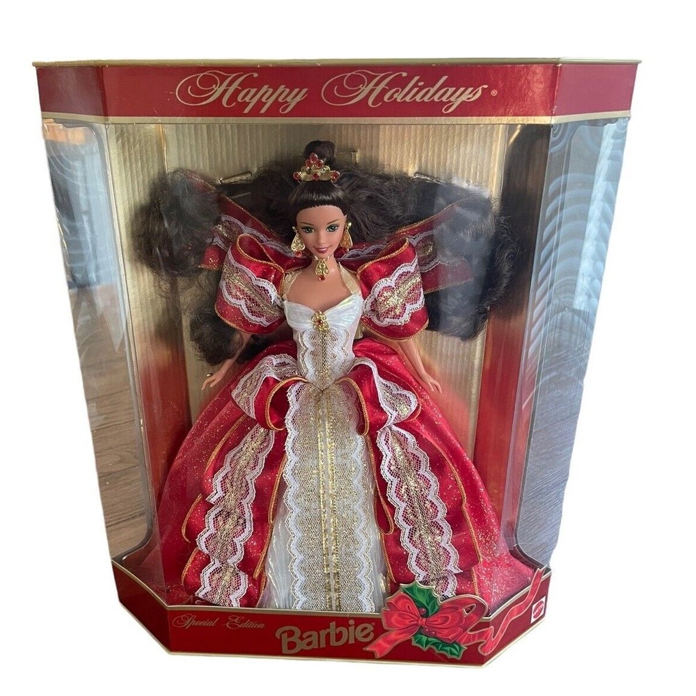 RARE 1997 Misprint Green Eyes Holiday Barbie Happy Holidays Gold Special Edition